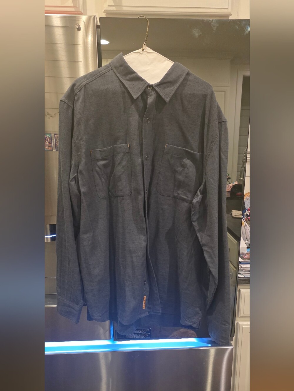 Ascend Slub Herringbone Long-Sleeve Button-Down Shirt Gray XL
